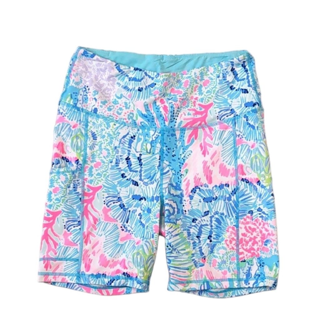 Lilly Pulitzer Luxletic Weekender High Rise Bike Shorts Sink or Swim Medium